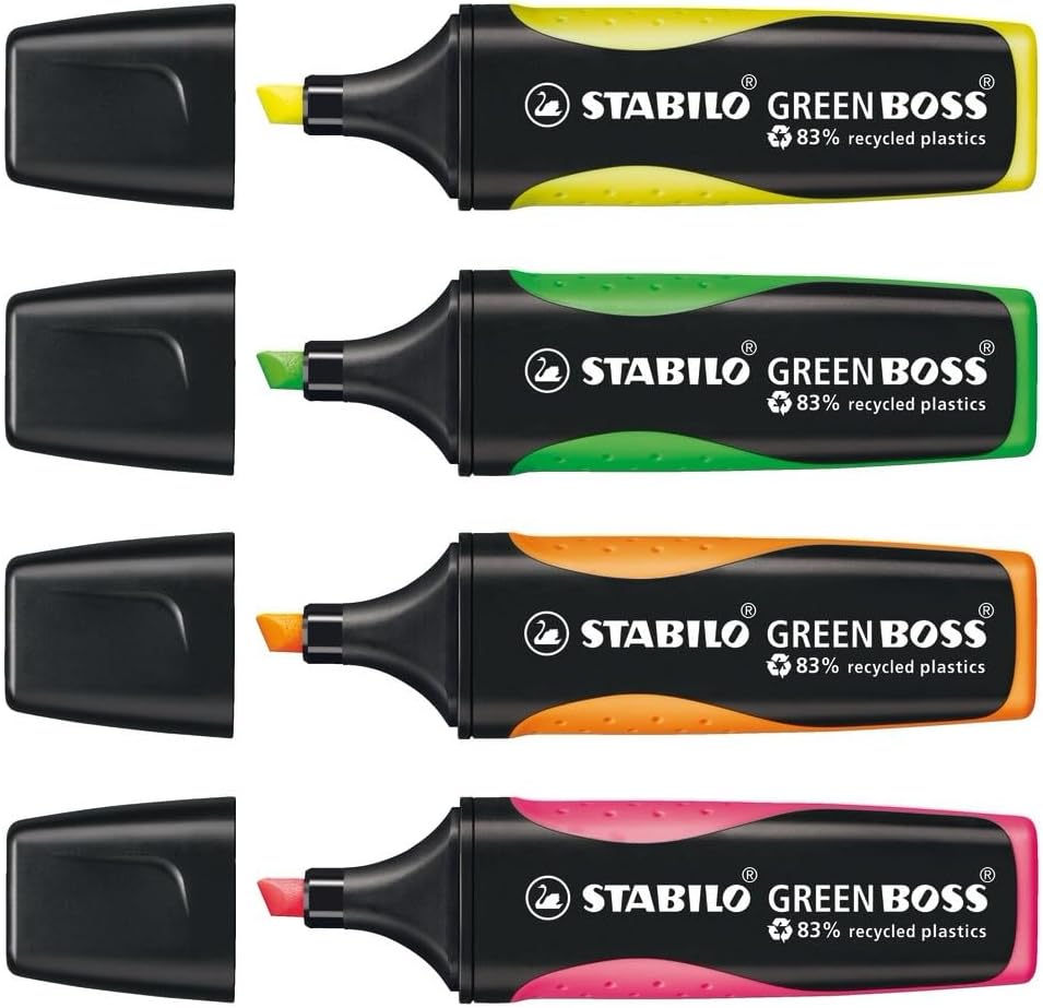 Настолен комплект текст маркери, Stabilo Green Boss ST6070/04, 4 цвята