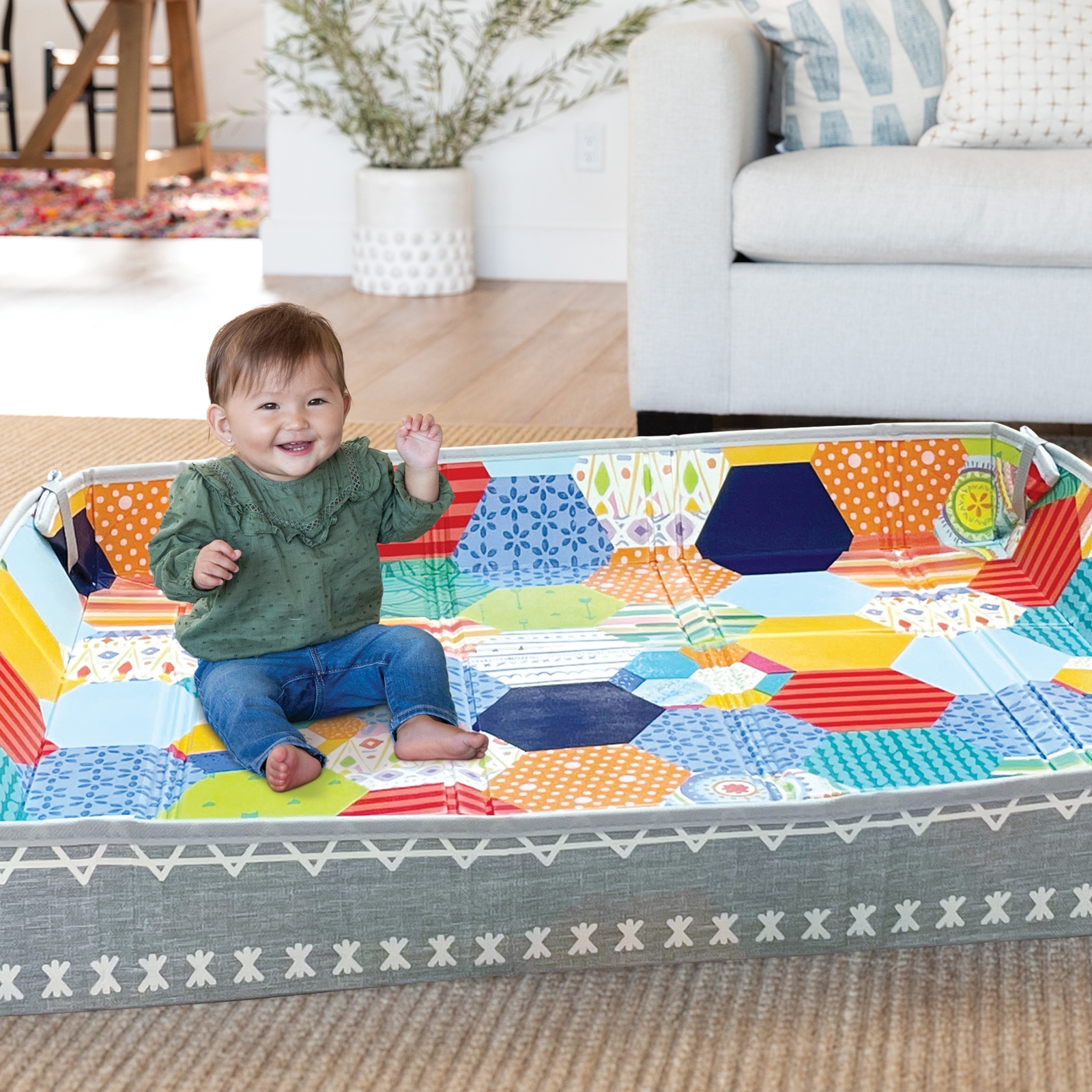 Сгъваема мека постелка от пяна, Infantino, Цветове, 147 x 147 см