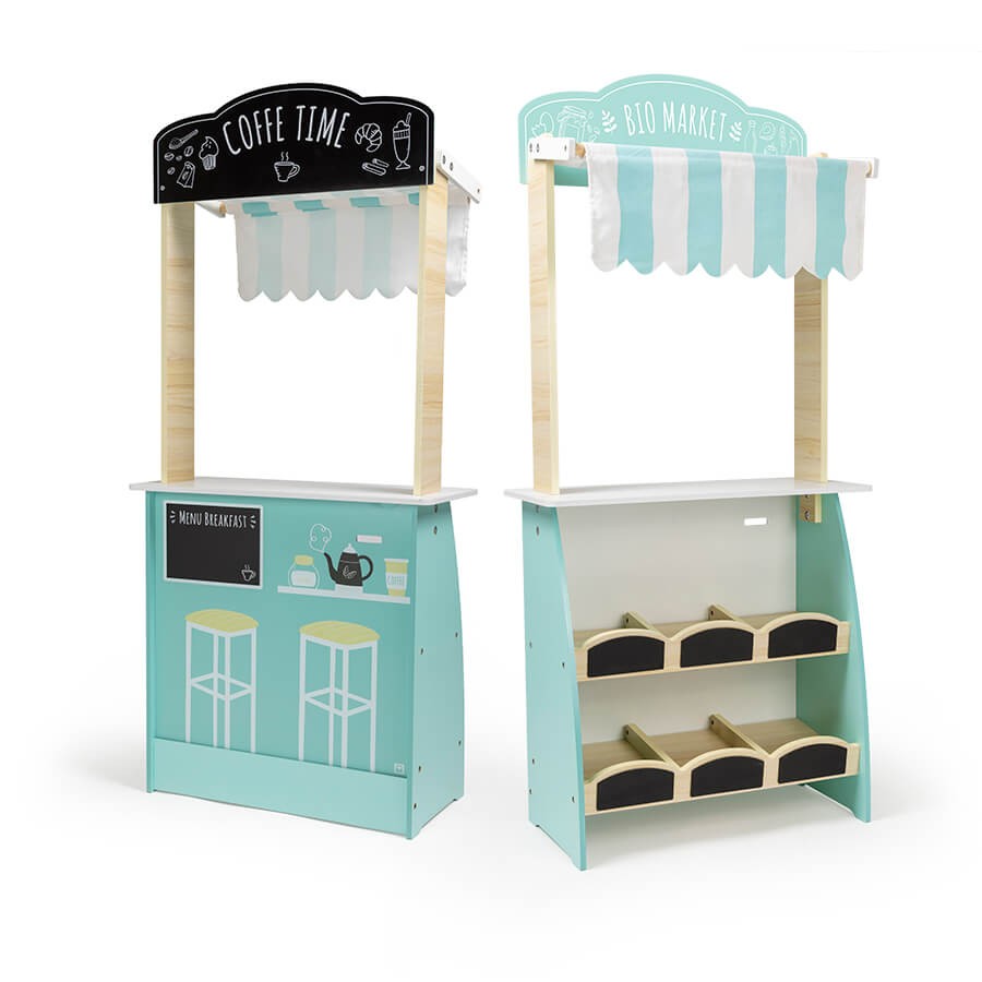Дървена играчка Пазар и Кафе салон 2 в 1