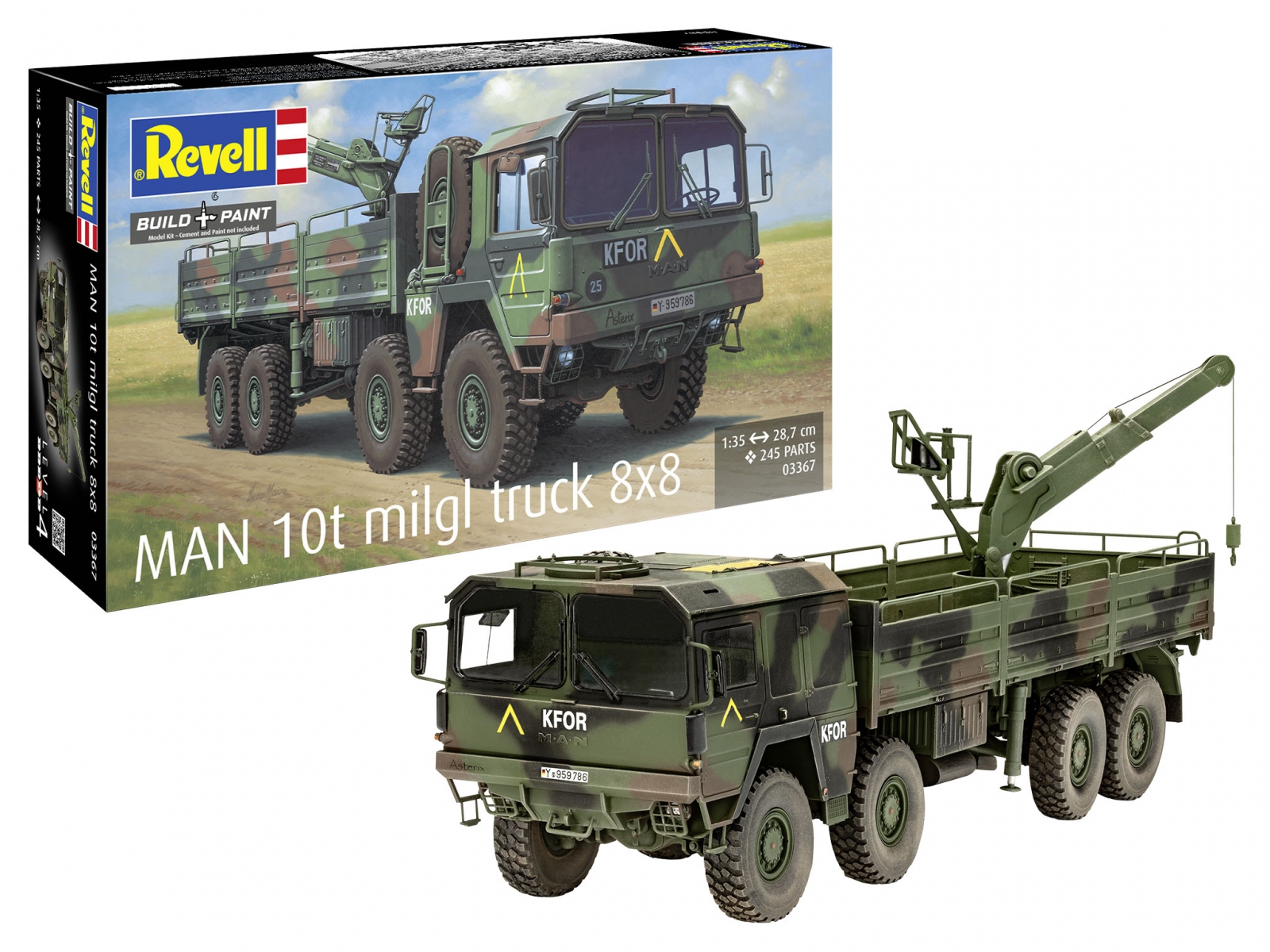Сглобяем модел, Revell, Военен камион MAN 10t Milgl.8x8, 245 части
