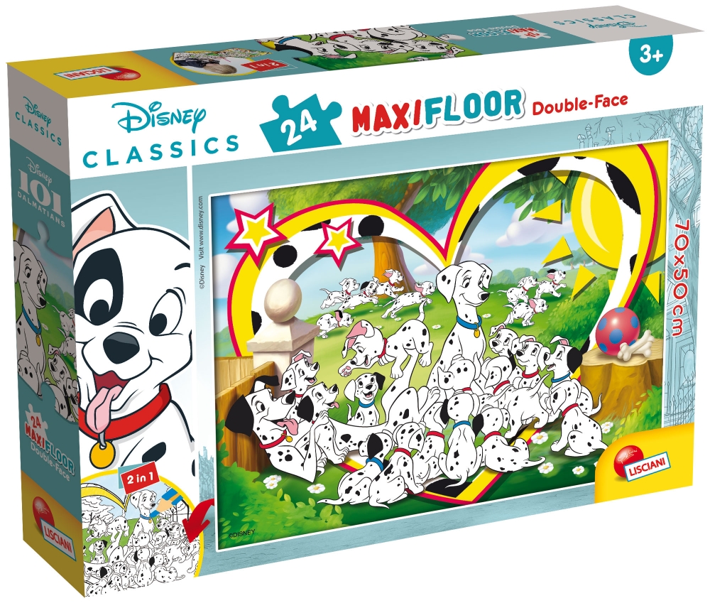 Puzzle, Lisciani, 101 Dalmatians, Double-sided puzzle 24 pieces