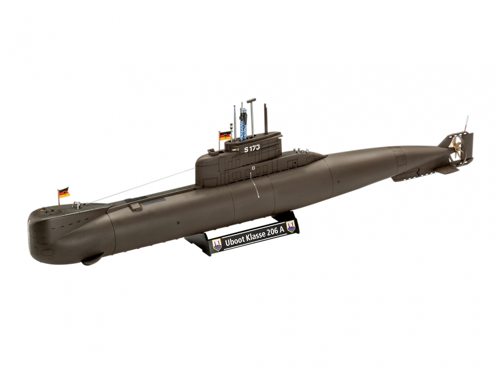Assembly model kit, Revell, 70th anniversary Bundeswehr submarine: Wilhelm Bauer, Type 206A, Class2, 154 parts
