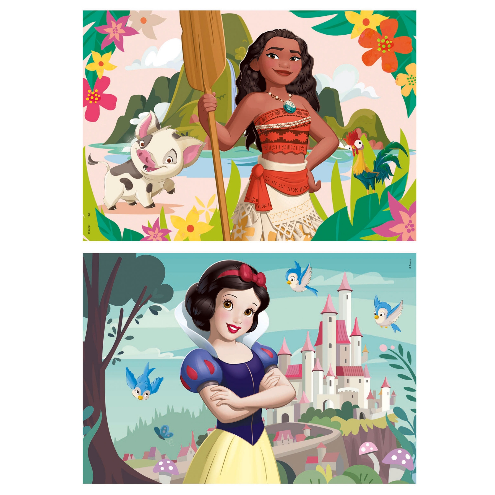 Дървен пъзел Disney Princess, Ваяна и Снежанка, 2 х 50 части