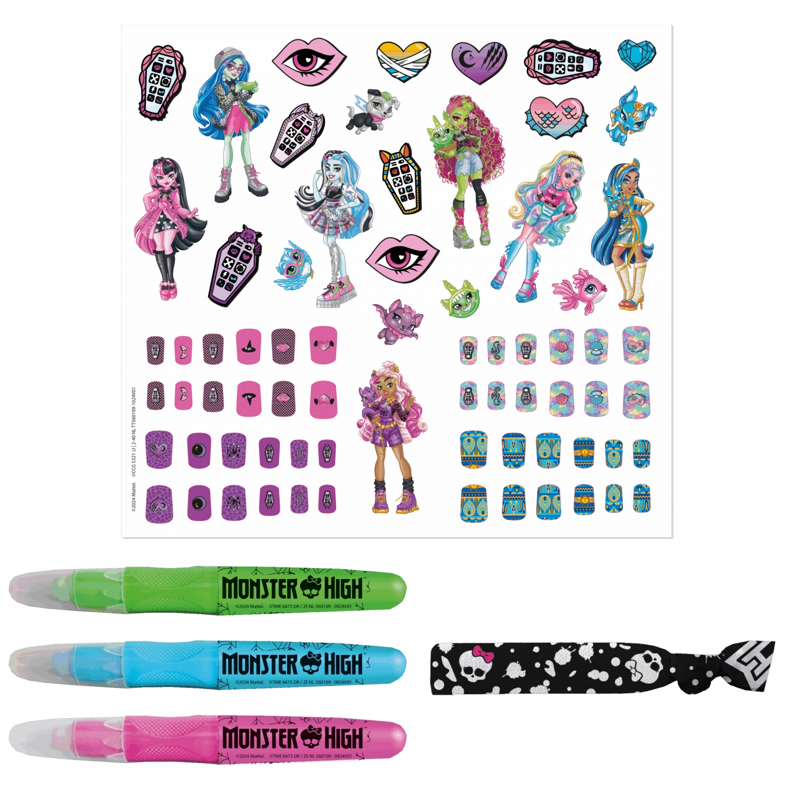 Accessory set, Totum, Monster High, Nail and hair decoration and glitter tattoos