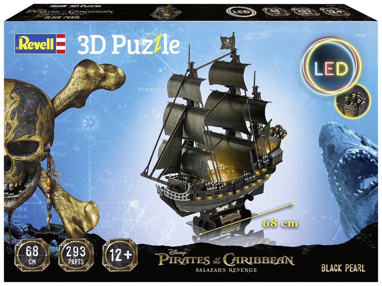 Puzzle Pirates of the Caribbean, Black Pearl with LED lighting, 293 pieces
