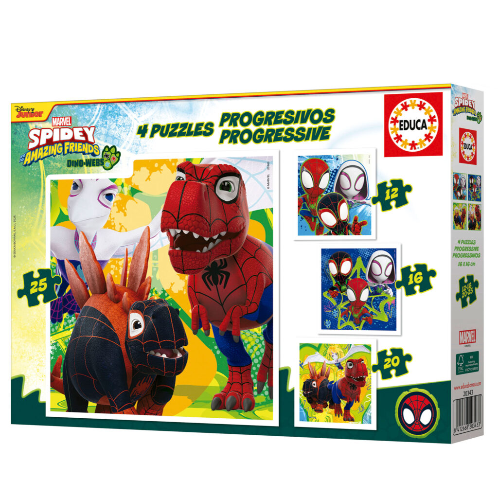 Progressive puzzle, Educa, Dino Spidey, 12-16-20-25