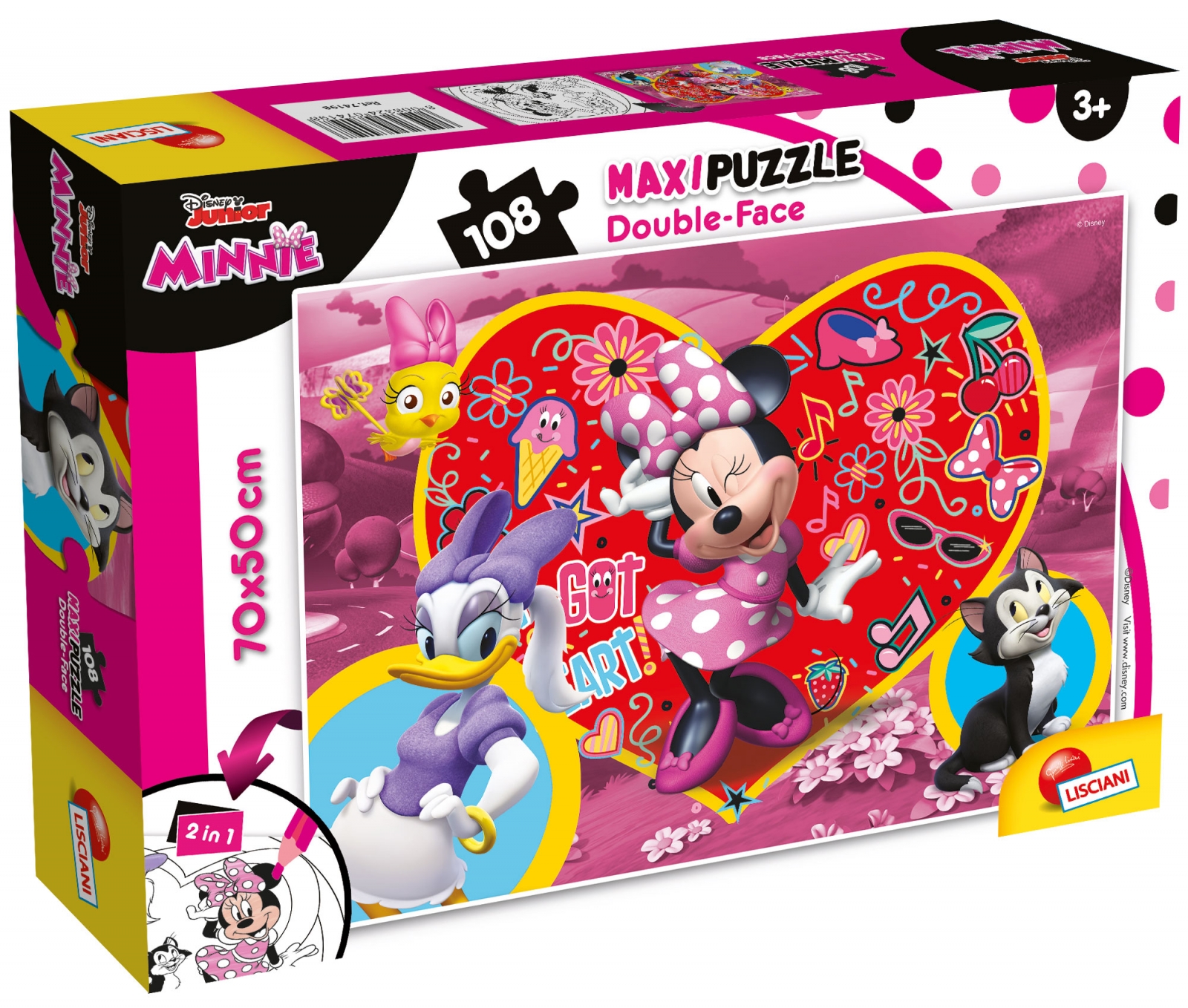 Puzzle, Lisciani, Minnie Mouse, Double-sided puzzle 108 pieces
