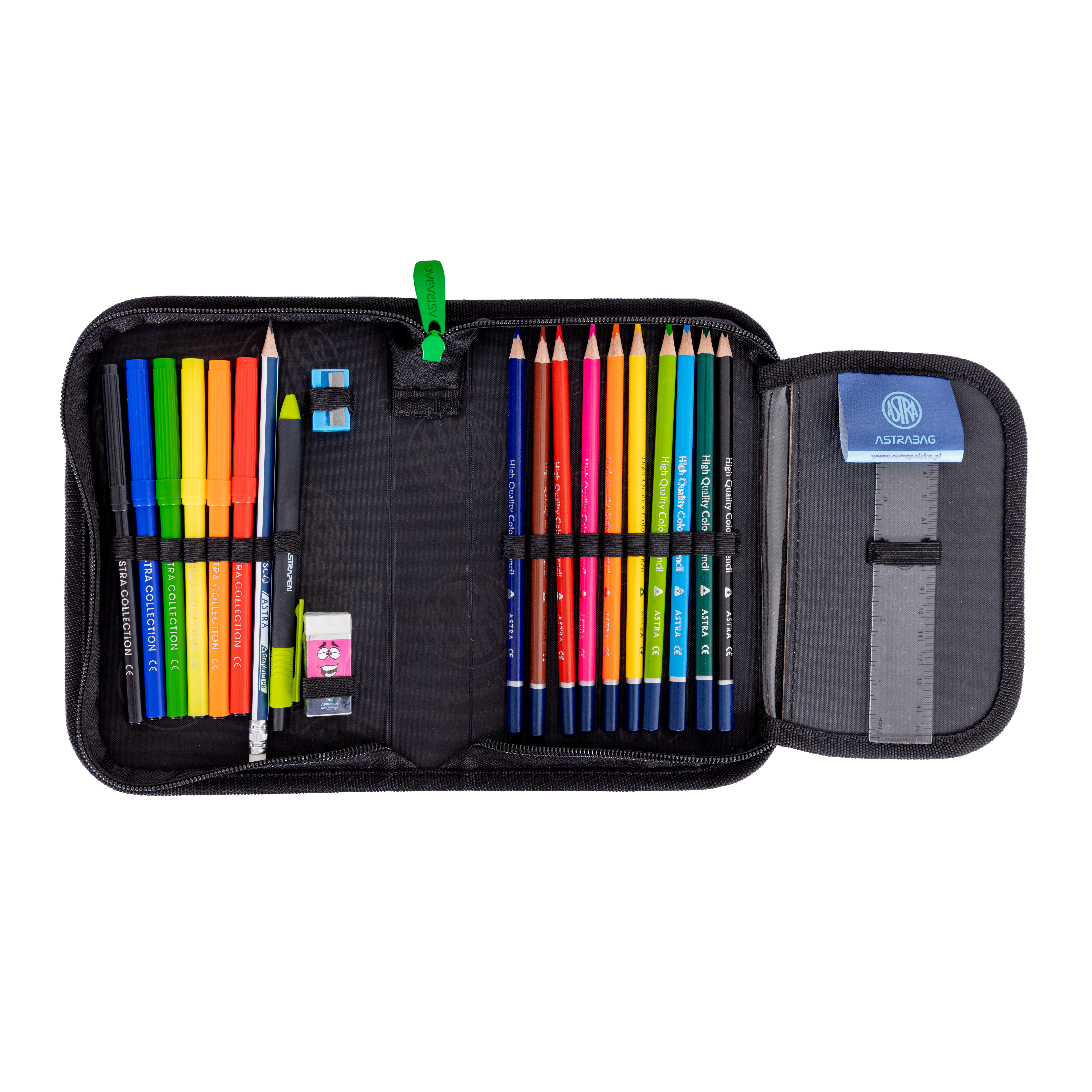 Single vanity case with accessories ASTRABAG Soccer ball Neon, AC11, 20 x 14 x 3.5 cm