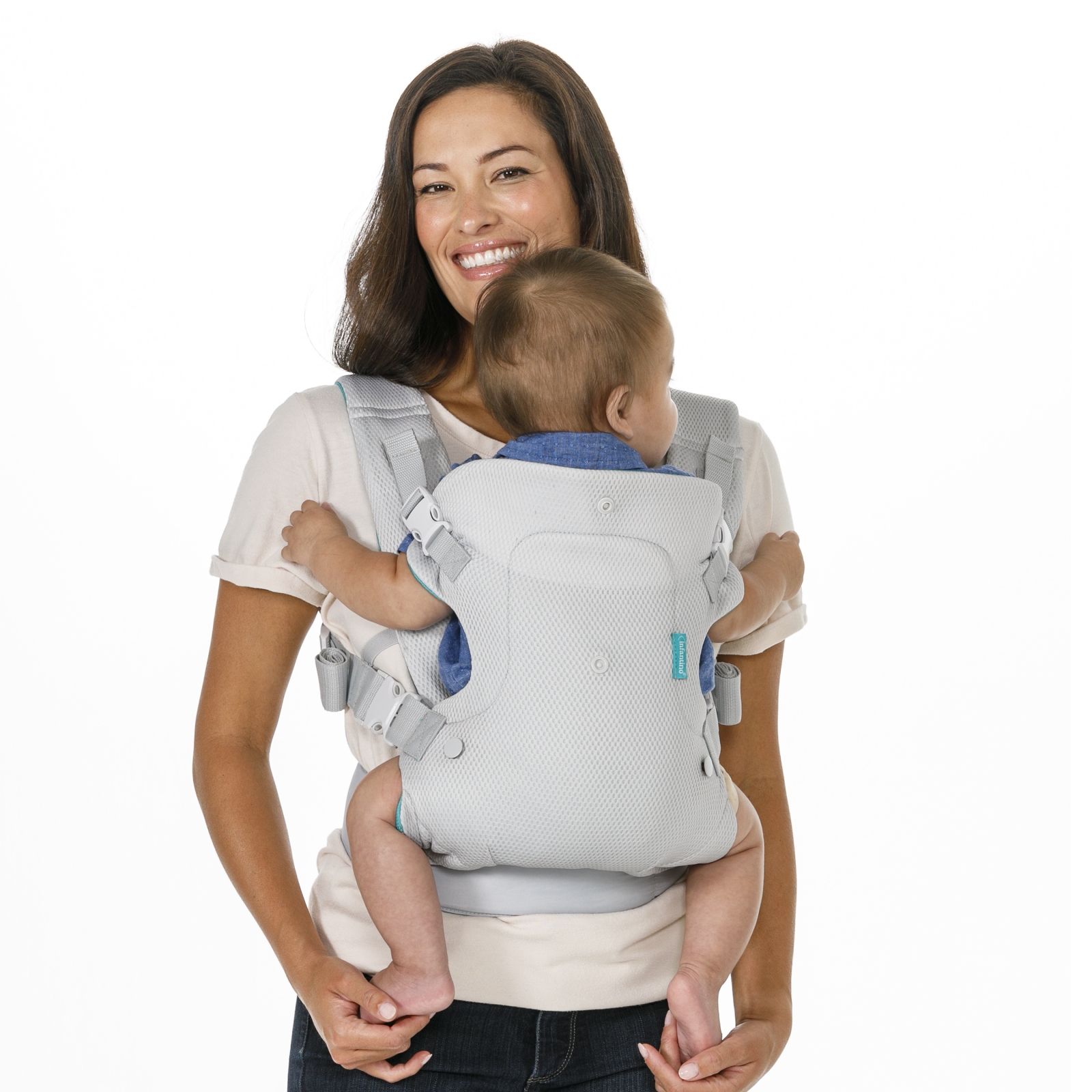 Ergonomic baby carrier, Infantino, Flip 4 in 1, With breathable fabric, Light gray, from 3.6 to 14.5 kg.