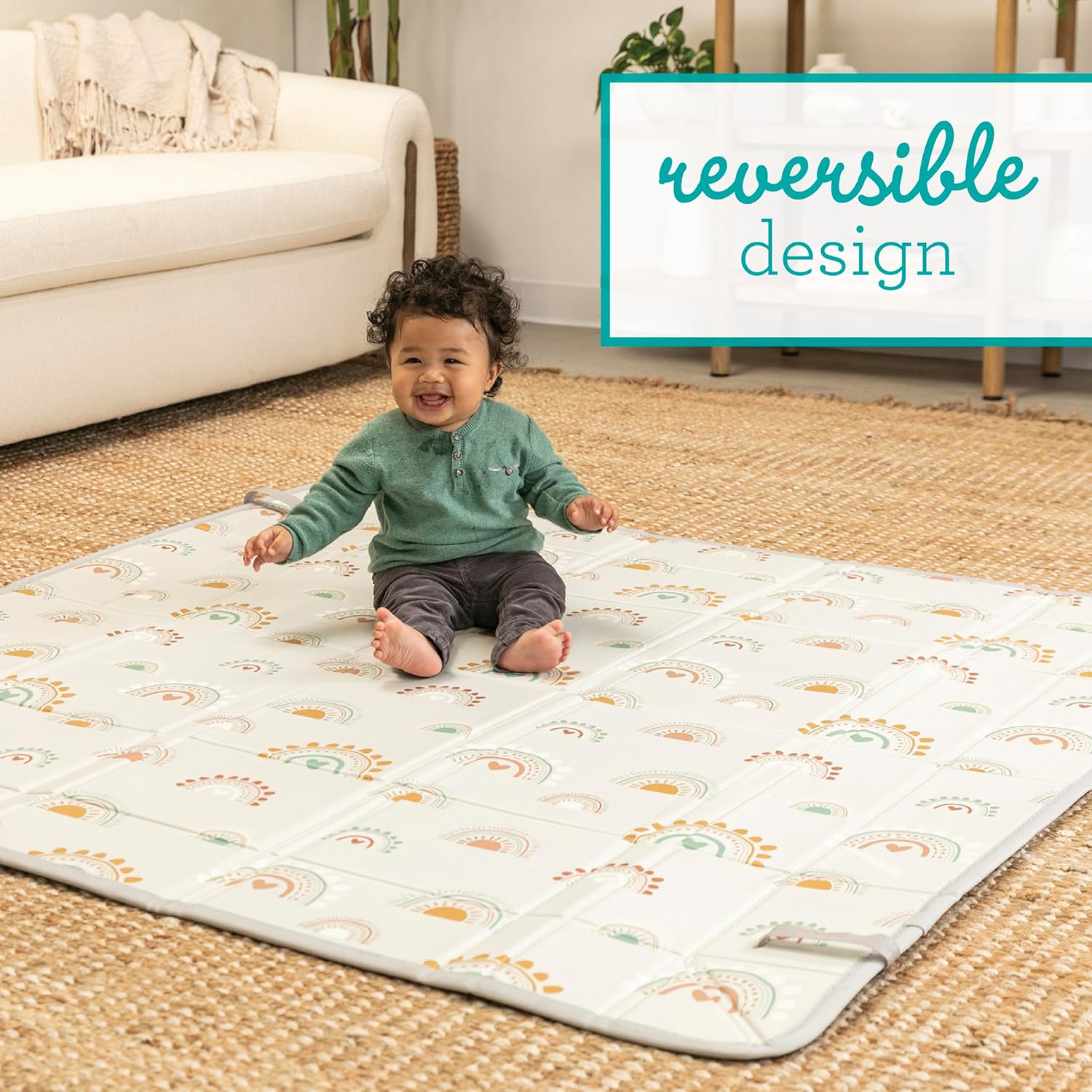Foldable soft foam mat, Infantino, Rainbow, 147 x 147 cm