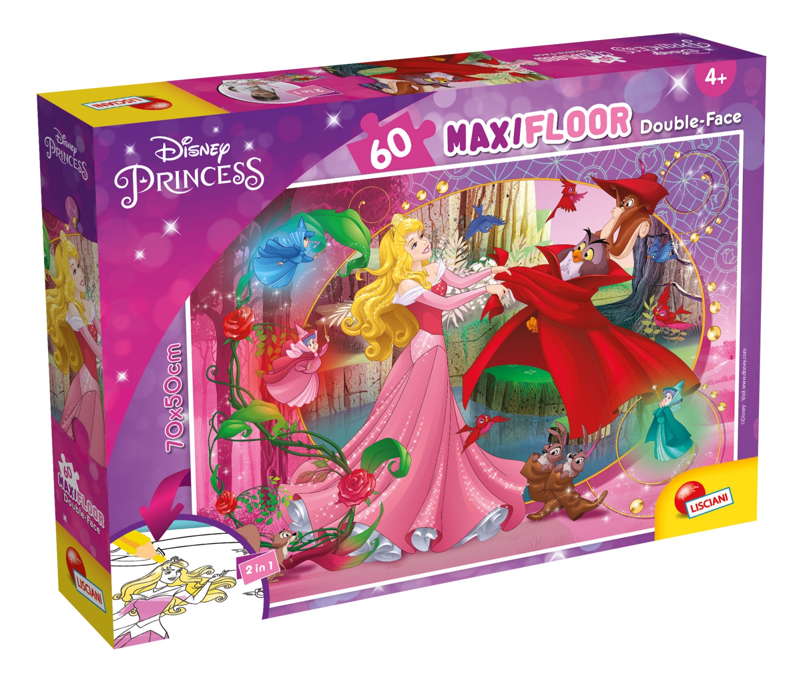Puzzle, Lisciani, Sleeping Beauty Aurora, Double-sided puzzle 60 pieces
