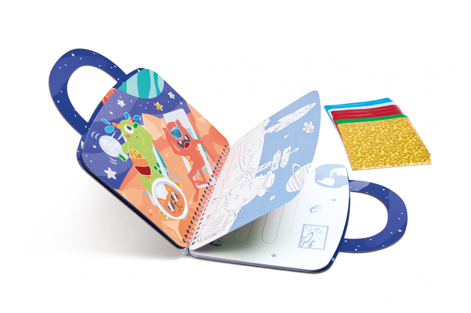 Творчески комплект, Hape, Книжка за апликации с фолио, Космос