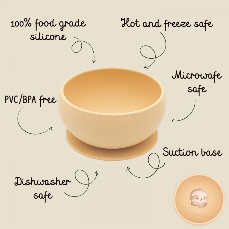 Silicone vacuum feeding bowl, Sassi, Sloth