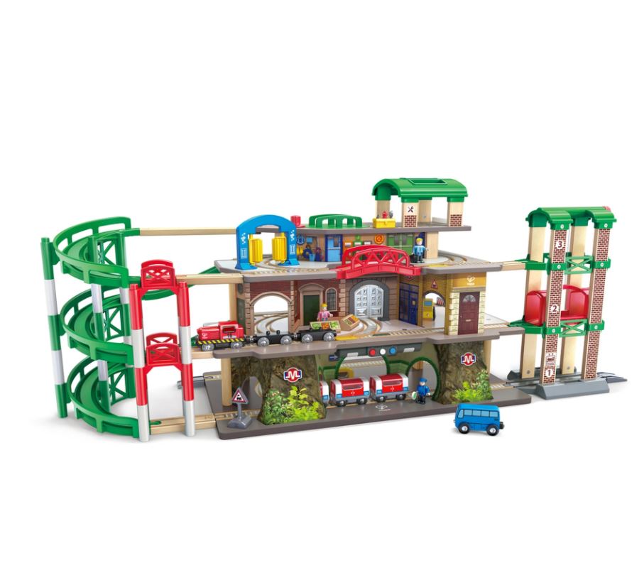 Railway set, Hape, Multi-storey city railway set, 58 pieces