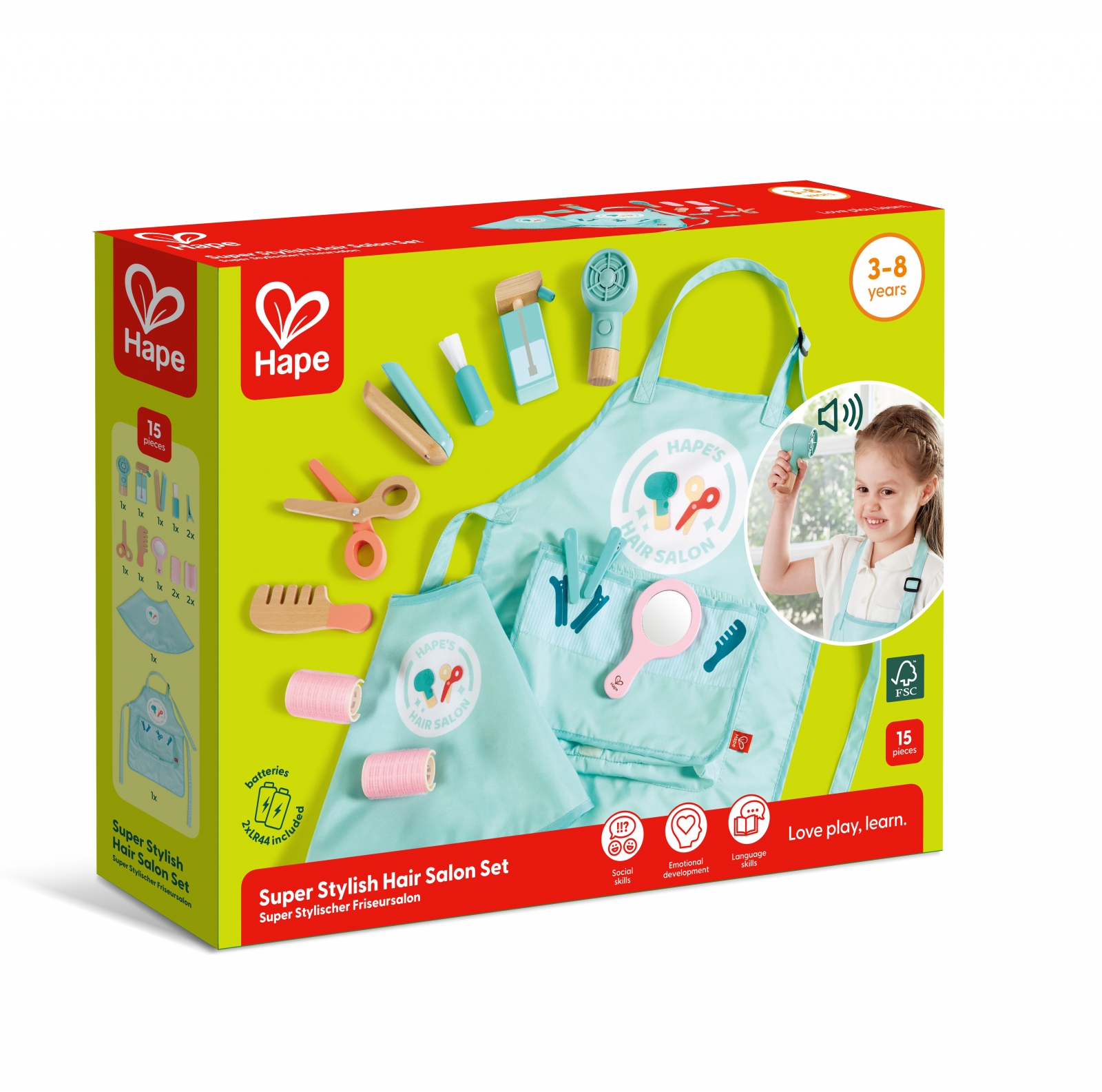 Children's wooden set, Hape, Little hairdressers, 15 pieces