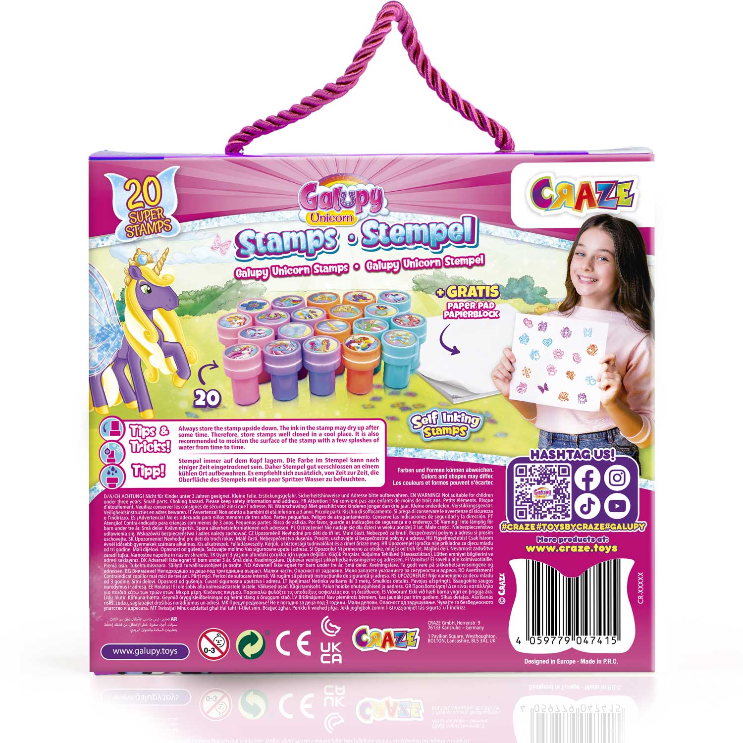 Galupy Unicorn stamp set, 20 pieces