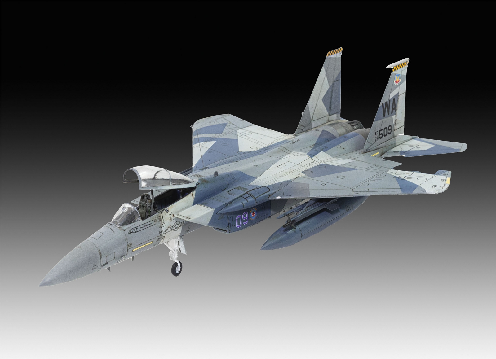 Assembly model, Revell, Boeing F-15C Eagle fighter, 200 parts