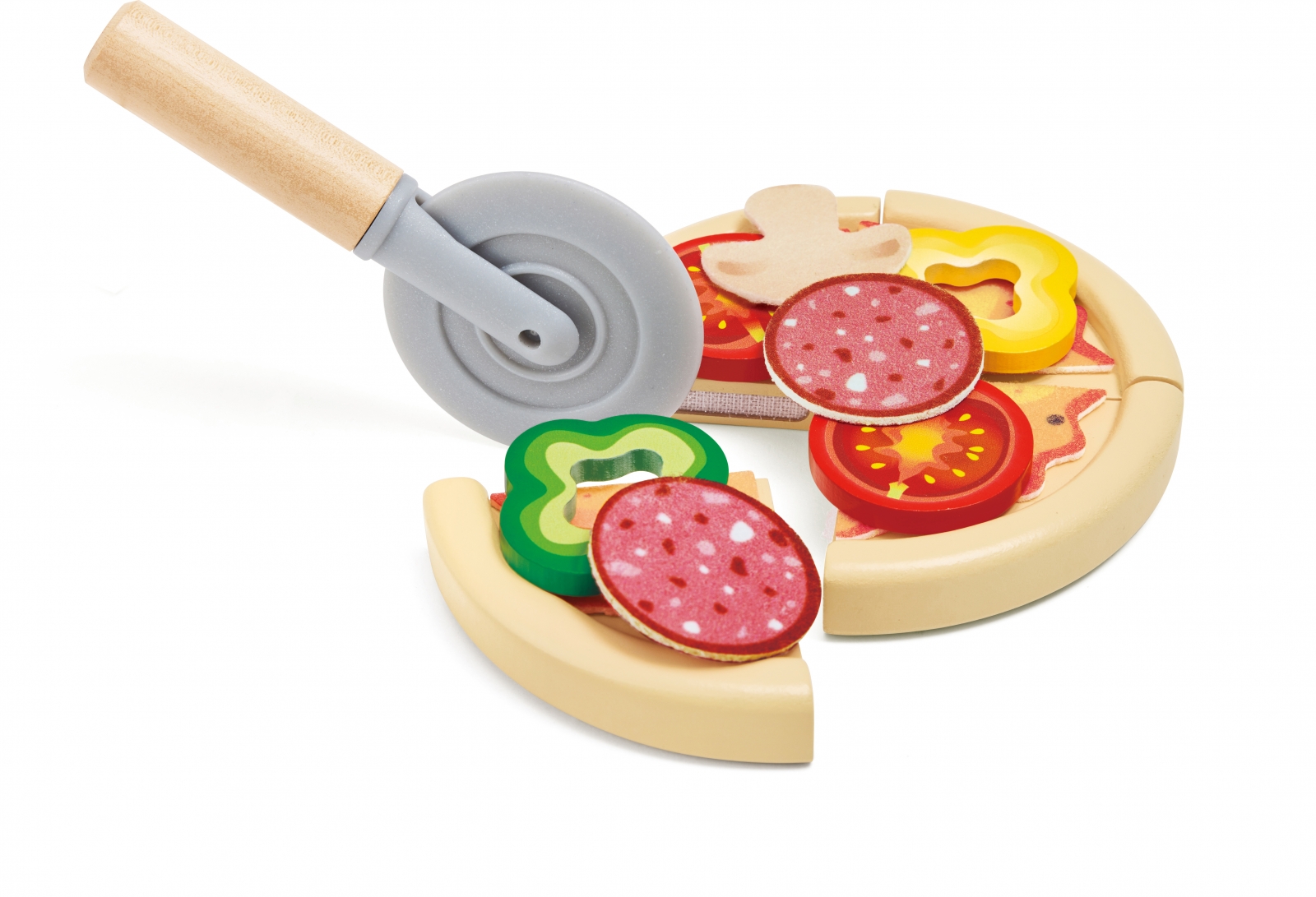 Interactive wooden set, Hape, Pizza oven with accessories, 23 pieces