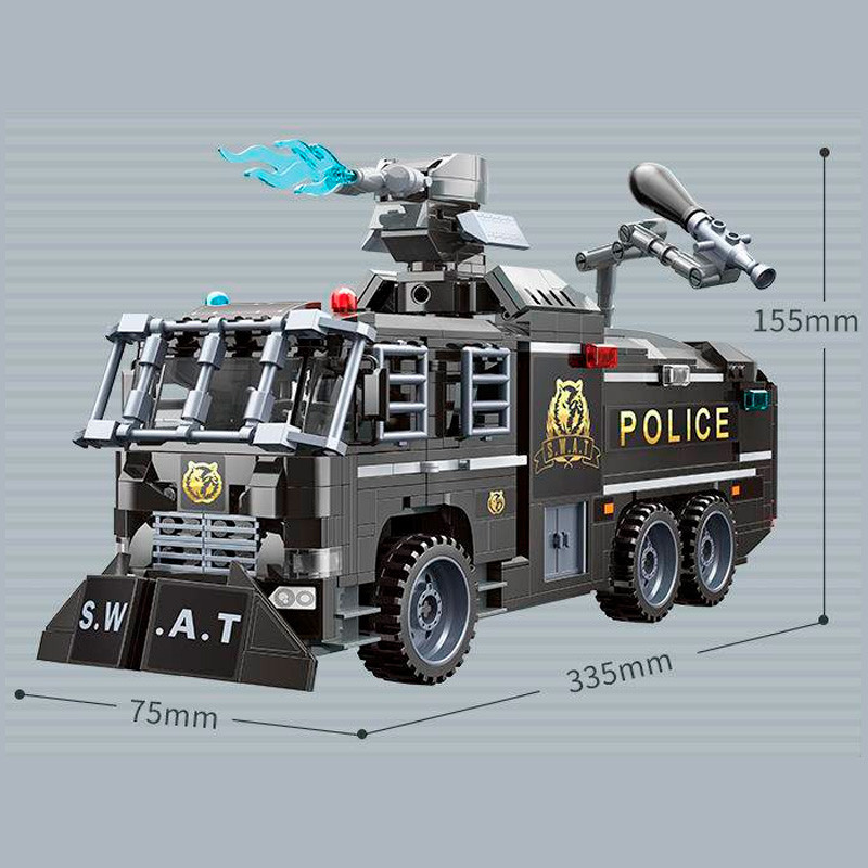 Constructor, Qman, Mine City, Police Truck with Water Cannon, 847 parts