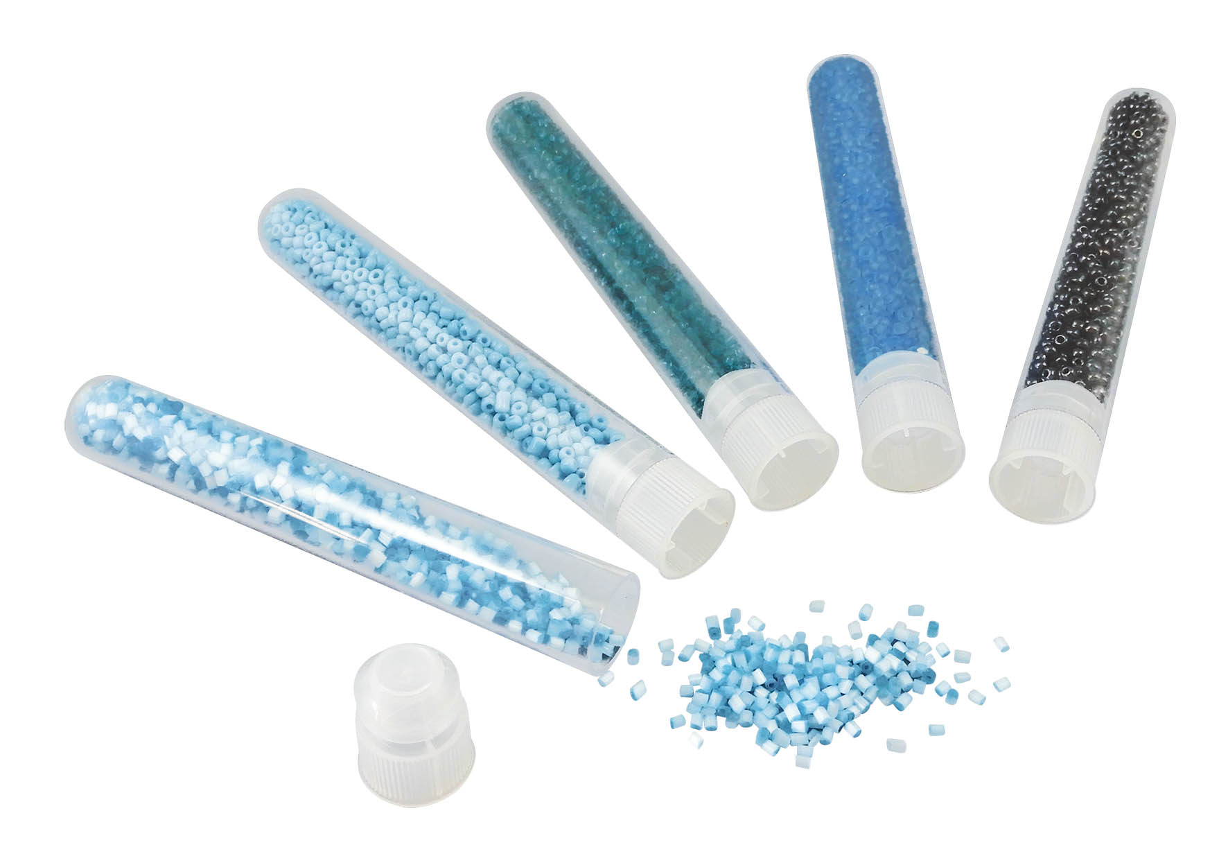 Tubes with beads - blue