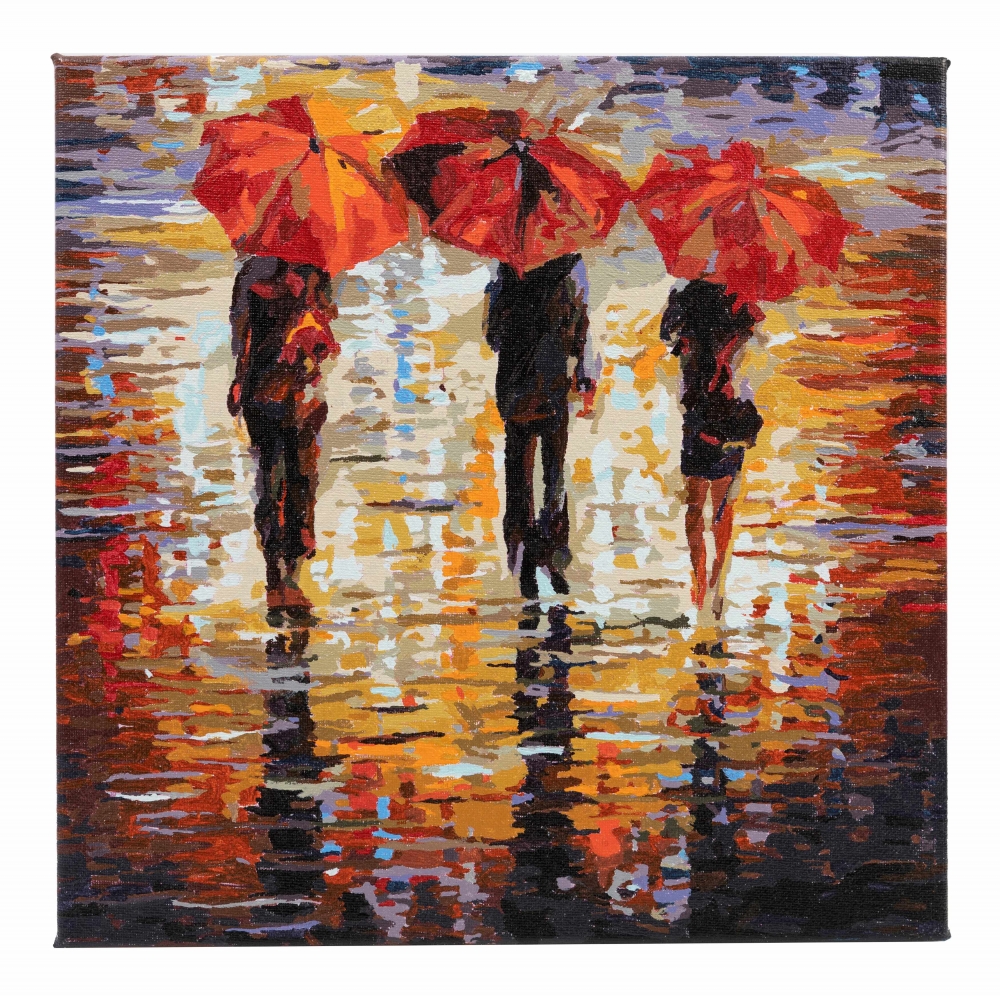 Творчески комплект Рисуване по номера, В дъжда, 30 х 30 см