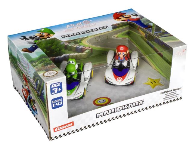 Pullback cart set, Carrera, Super Mario, Mario and Yoshi, 2 pieces