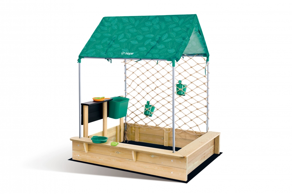 Wooden sandbox house set, Hape, 10 pieces, 120 x 125 x 92 cm