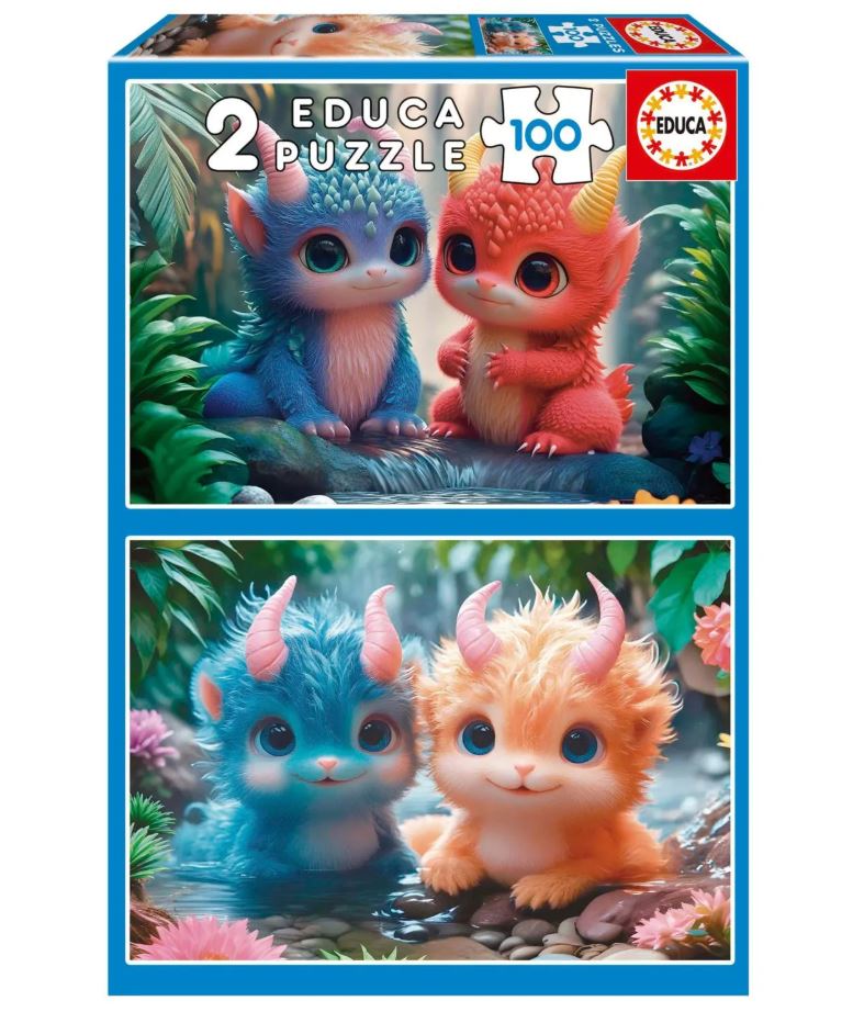 Puzzle, Educa, Cute Monsters 2 in 1, 2 x 100 pieces