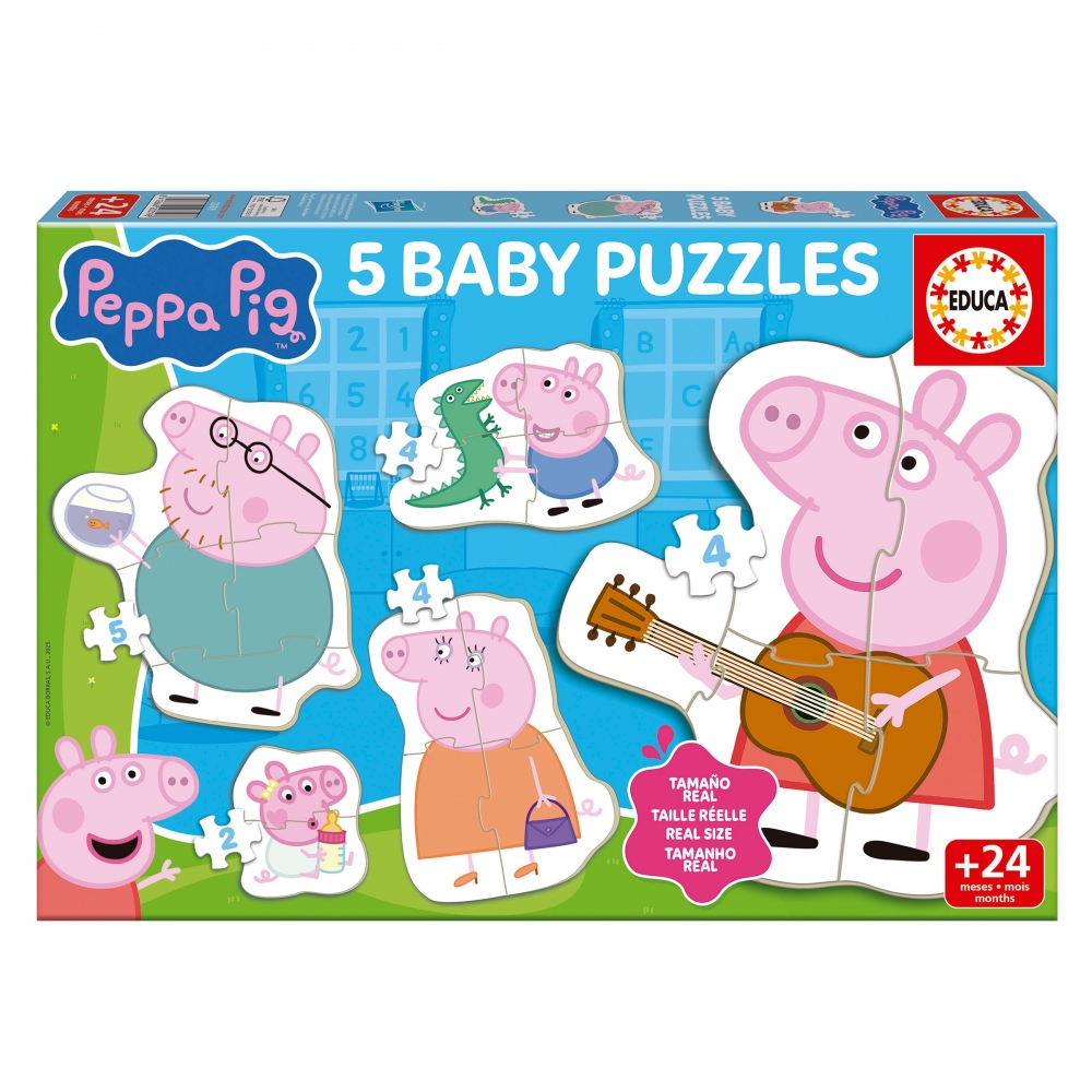 Прогресивен пъзел, Educa, Peppa Pig, 5 в 1, 2/4/4/4/5/ части