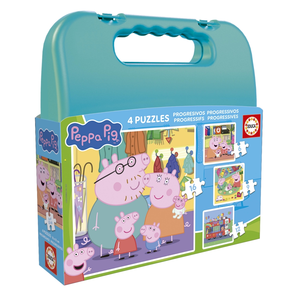Прогресивен пъзел, Educa, Peppa Pig 4 в 1, 6-9-12-16 части