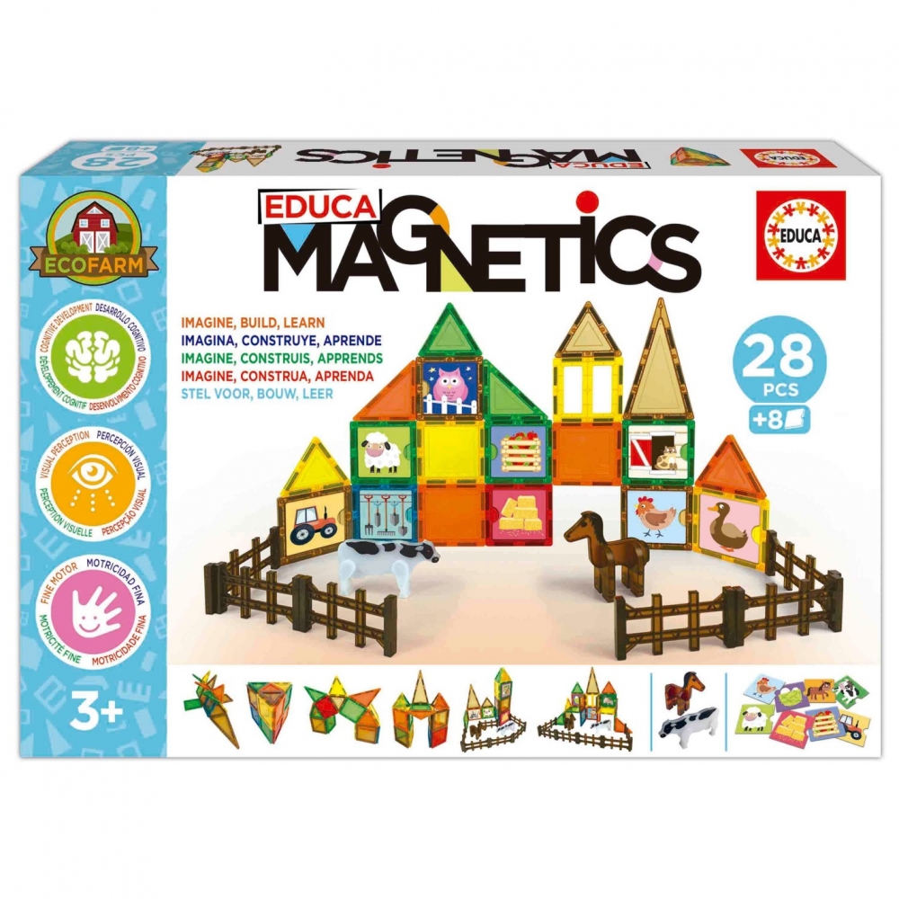 Magnetic constructor, Educa, Eco farm, 28 pieces