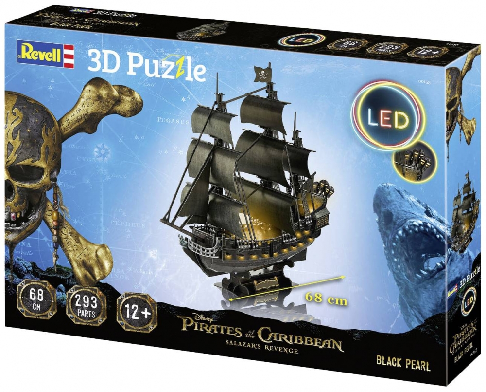 Puzzle Pirates of the Caribbean, Black Pearl with LED lighting, 293 pieces