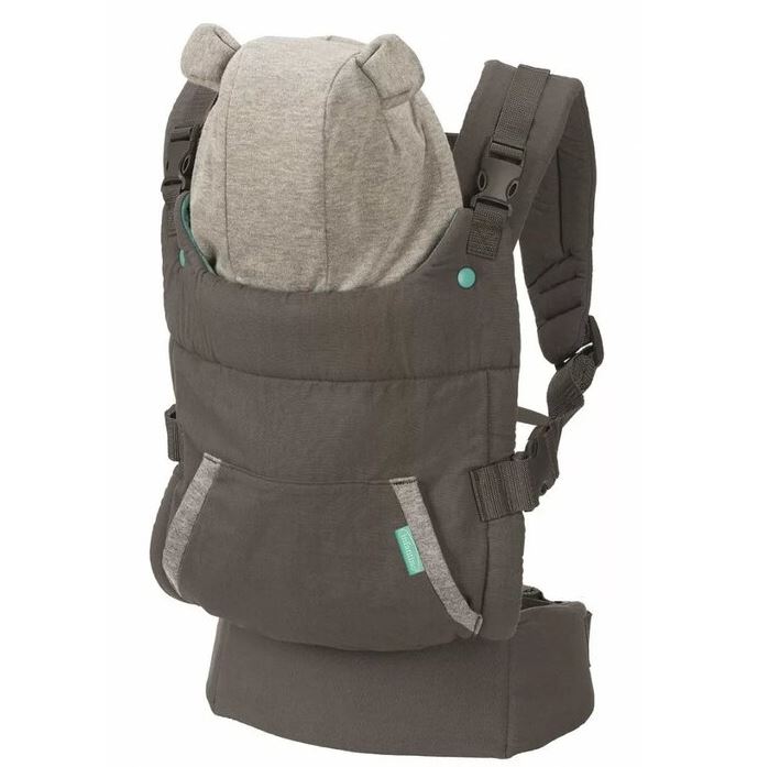 Ergonomic baby carrier with hood, Infantino, 2 in 1, Gray, from 5.4 to 18 kg.