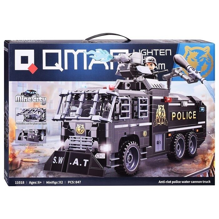 Constructor, Qman, Mine City, Police Truck with Water Cannon, 847 parts
