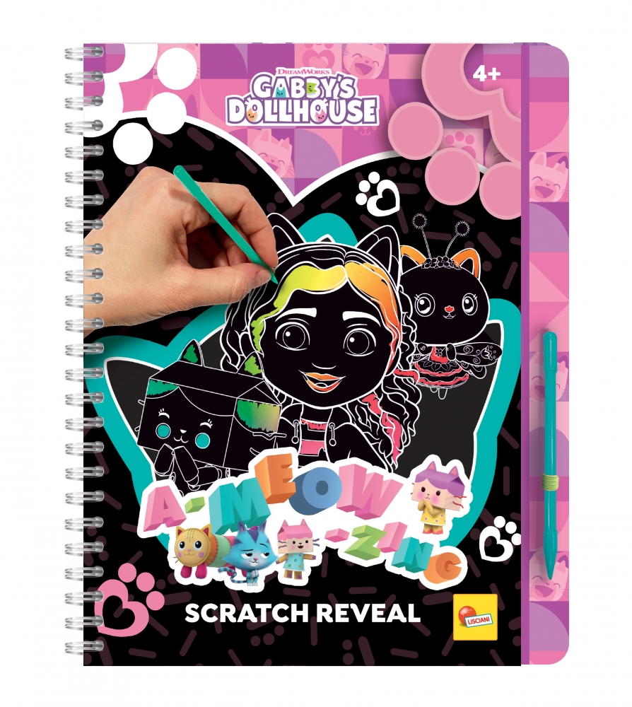 Творчески комплект, Lisciani, Gabby′s Dollhouse, Scratch Reveal, Скречбук A-meow-zing