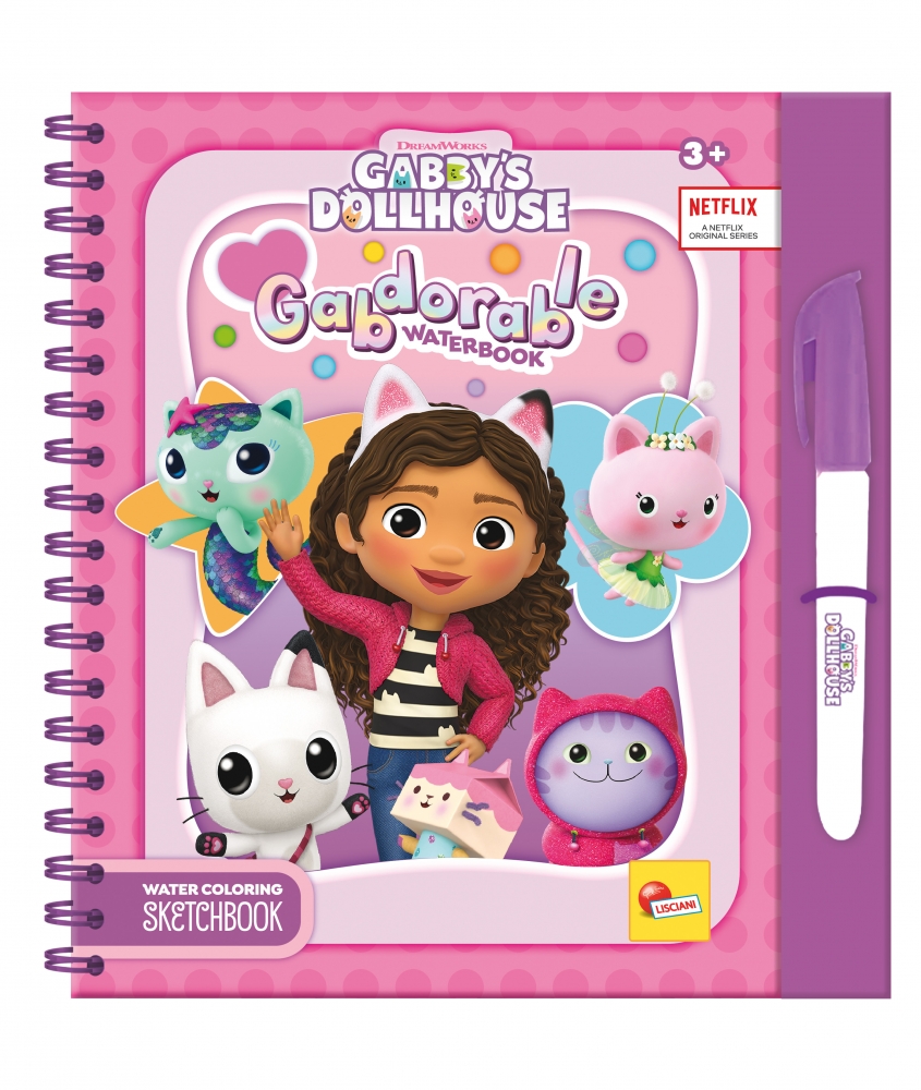 Творчески комплект, Lisciani, Gabby′s Dollhouse, Книжка за оцветяване с вода, Gabdorable