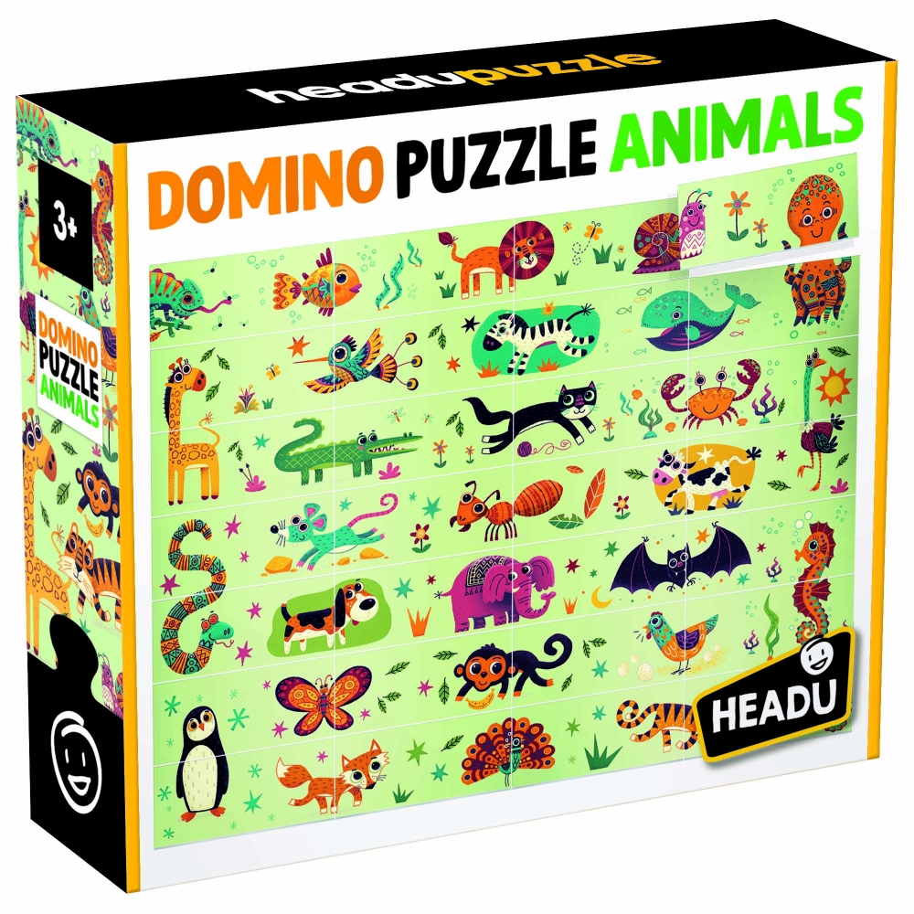 Domino puzzle with animals, 28 pieces