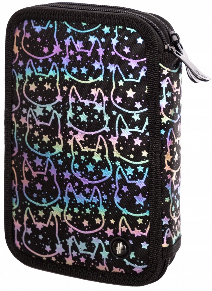 Двоен несесер без аксесоари, Hash, AC2, Neon Kitty холографски ефект, 20.5x13x4.5см