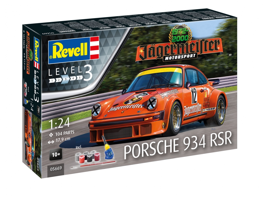 Комплект сглобяем модел Porsche 911, Jägermeister Motor Sport 50th Anniversary, 104 части
