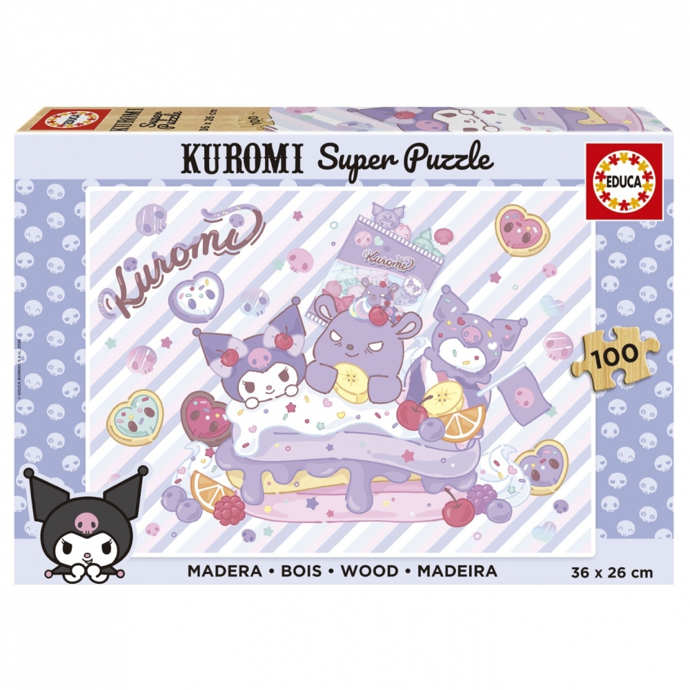 Wooden puzzle, Educa, Kuromi, 100 pieces