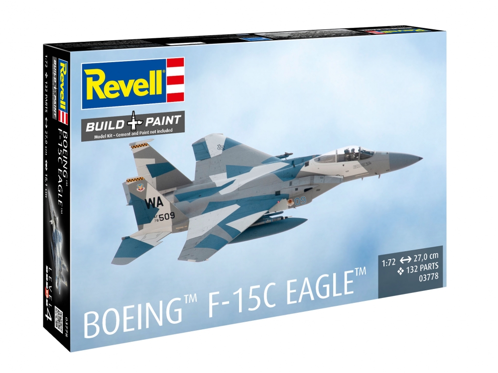Assembly model, Revell, Boeing F-15C Eagle fighter, 200 parts