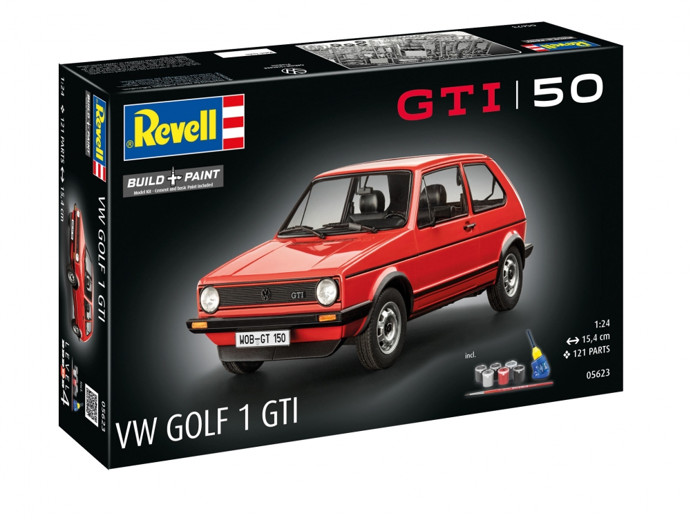 Assembly model, Revell, Gift set 50 years VW Golf 1 GTi, 121 parts