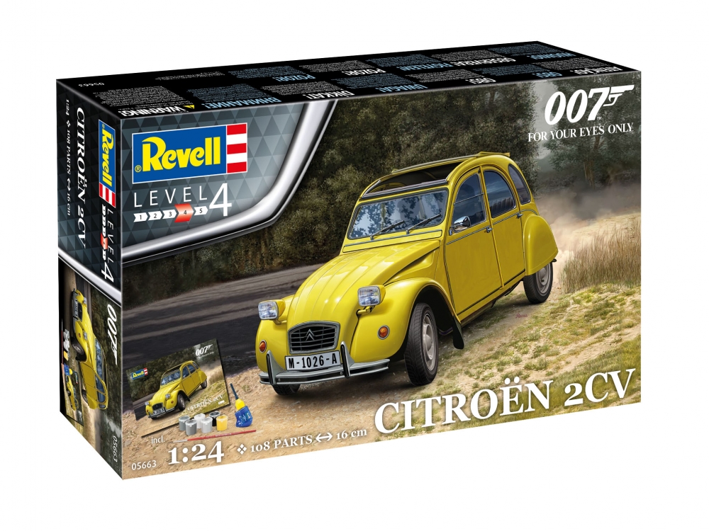 Assembly model, Revell, James Bond Citroen 2 CV Gift Set, 108 parts