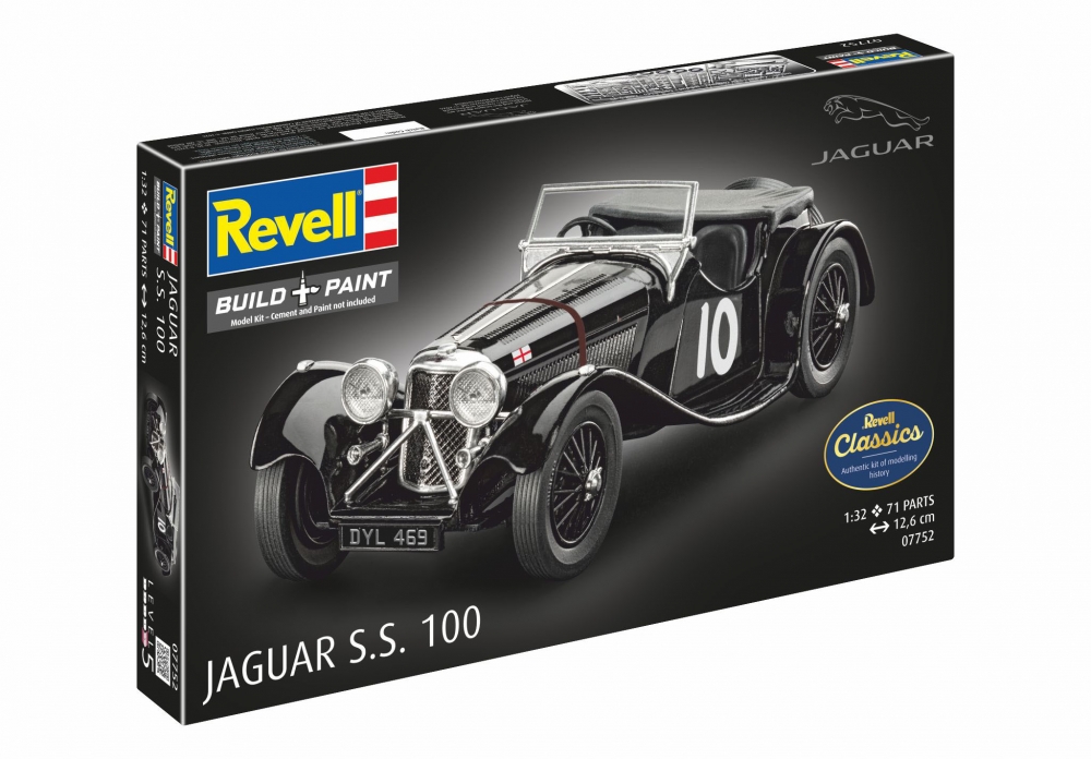 Assembly model, Revell, Jaguar SS 100 car, 75 parts
