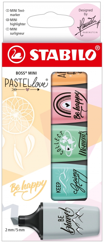 Комплект текст маркери, Stabilo, Boss Mini Pastel Love 2.0 ST07/05-29-10, 5 цвята