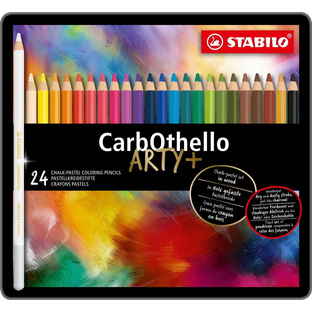 Комплект пастелни моливи, Stabilo, CarbOthello метална кутия ST1424-6, 24 цвята