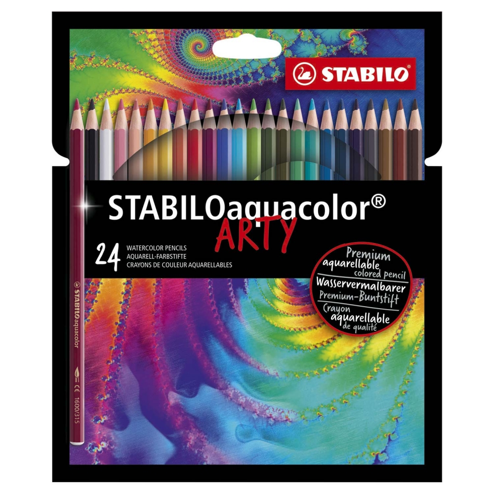 Комплект акварелни моливи, Stabilo, Aquacolor Arty, ST1624/1-20, 24 цвята