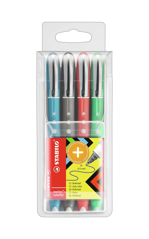 Комплект химикалки, Stabilo, Worker+colorful ST2019/4, 4 цвята
