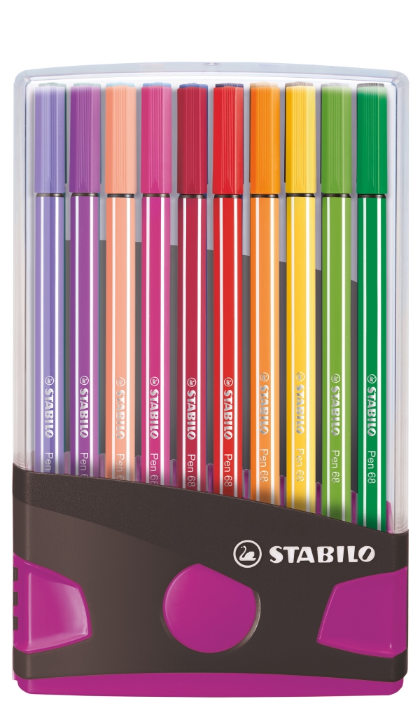 Комплект флумастери, Stabilo, Pen 68 Color Parade ST6820-04-03 лилава кутия, 20 цвята