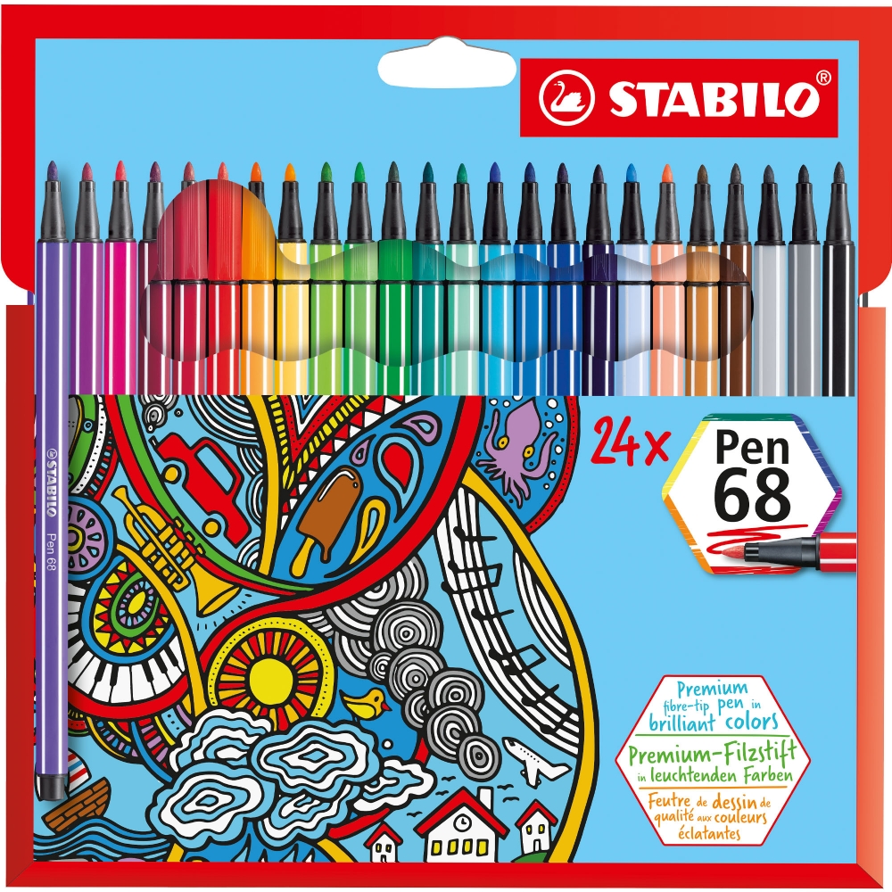 Комплект флумастери, Stabilo, Pen 68 ST6824-7, 24 цвята